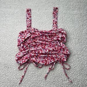 Painted Threads Pink Floral Cropped Tank Medium